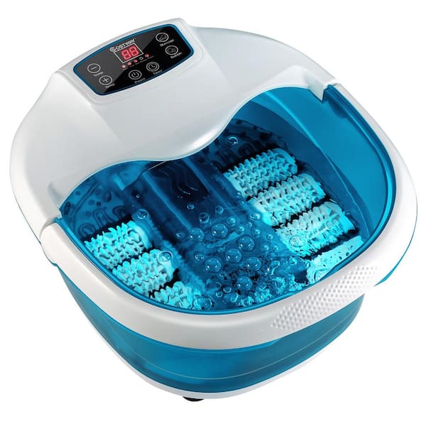 Costway Foot Spa Bath Tub with Heat, Bubbles and Electric Massage Rollers  in Blue EP24835BL - The Home Depot