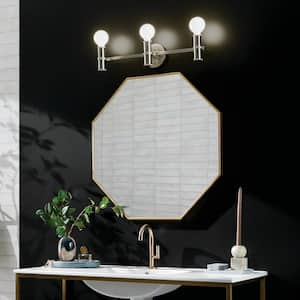 Torche 24.25 in. 3-Light Brushed Nickel Modern Bathroom Vanity Light