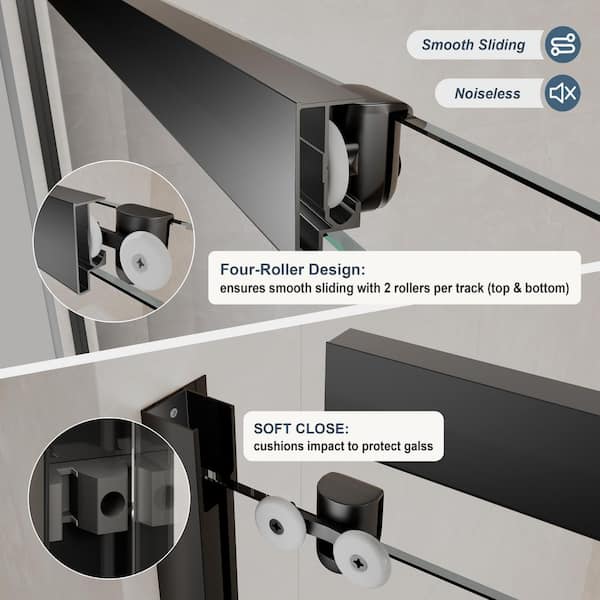 56-60 in. W x 72 in. H Sliding Framed Shower Door in Matte Black with Nano-Coated Tempered Glass and Waterproof Seal