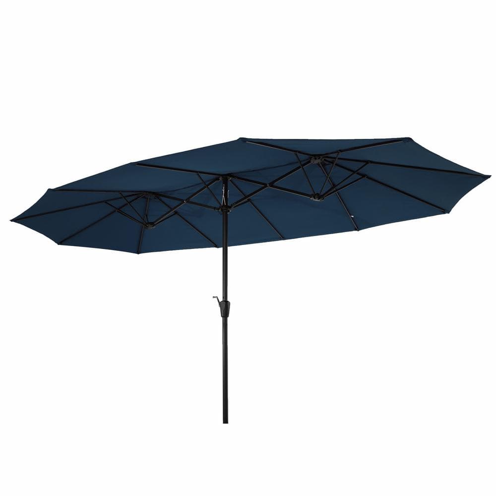 15 ft. x 9 ft. Market Patio Umbrella in Blue
