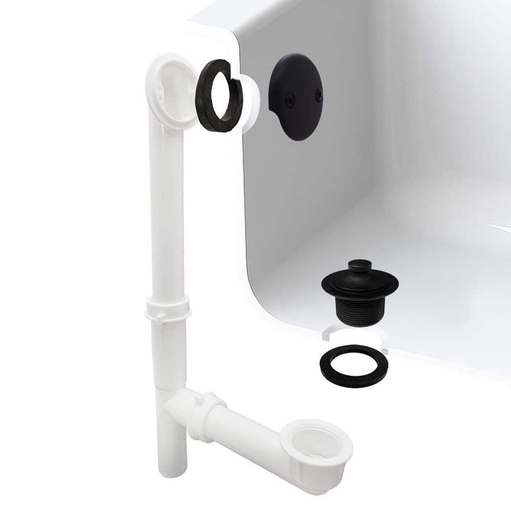"14"" White Tubular Bath Waste & Overflow Assembly with Twist & Close Drain Plug and 2-Hole Faceplate, Matte Black" price history on PriceWatchPro