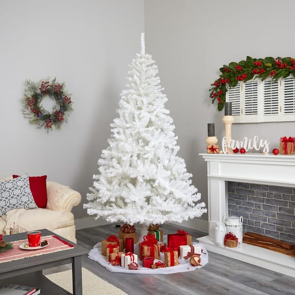 Nearly Natural 7 ft. Pre-Lit White Artificial Christmas Tree 350 Clear LED T1728 - The Home