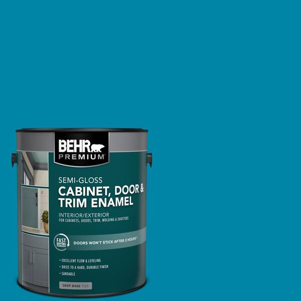 BEHR PREMIUM 1 gal. #MQ4-53 Tibetan Turquoise Semi-Gloss Enamel Interior/Exterior Cabinet, Door & Trim Paint