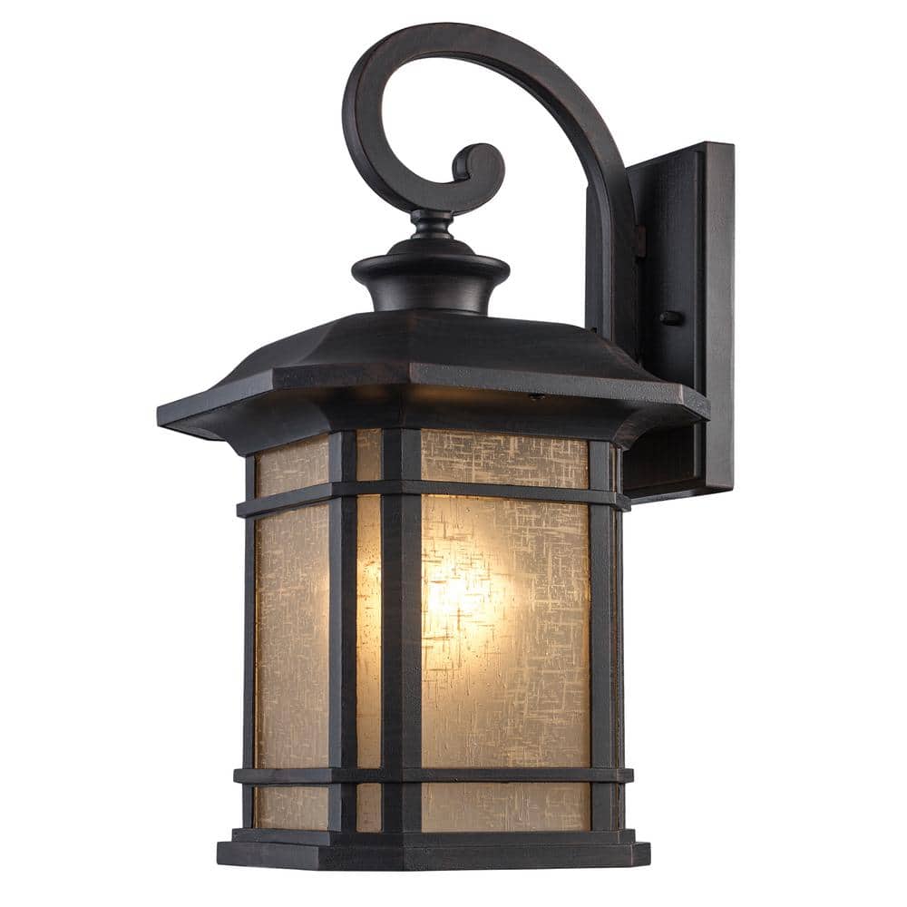 San Miguel 16.5 in. 1-Light Rust Outdoor Wall Light Fixture with Tea Stained Glass price history on PriceWatchPro