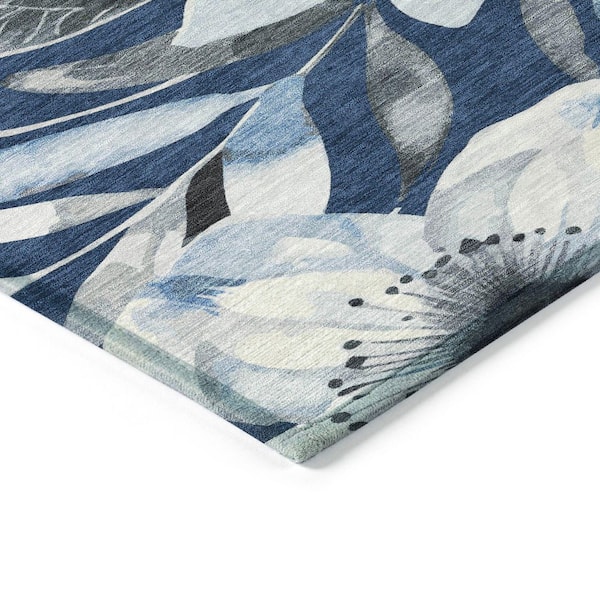 Chantille Machine Washable Indoor/Outdoor Abstract ACN2260 Navy 2 ft. 6 in. x 3 ft. 10 in. Area Rug