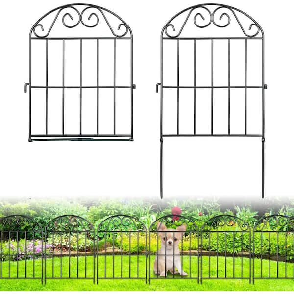 FAWEY TRED INC 20 Panels Collapsible Garden Fence 22 Ft L x 24 in H Black Rustproof Metal Wire Panel Border Arched