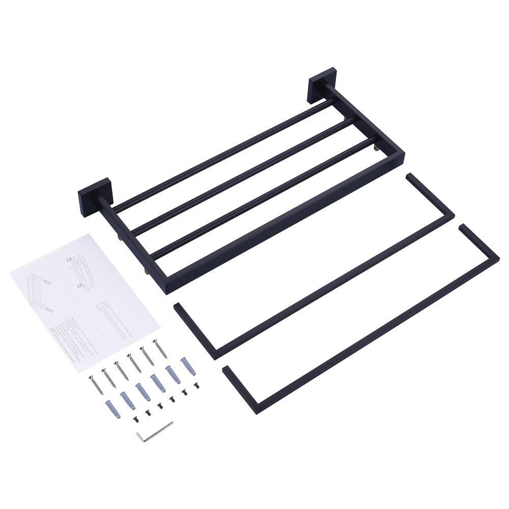 Matte Black 20 Inch Wall Mounted Double Towel Rack