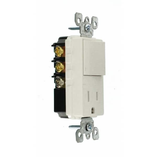 15 Amp Decora Commercial Grade Combination 3-Way Rocker Switch/15 Amp Outlet, White 5645-W