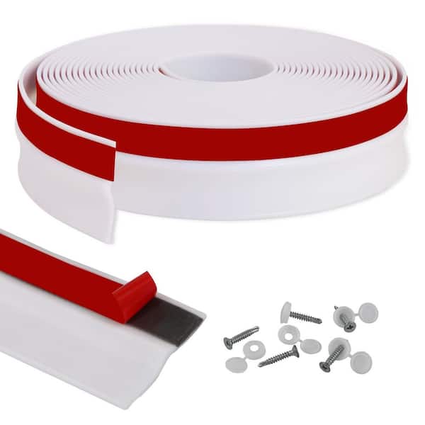 32.8 ft. Self-Adhesive Garage Door Seal Strip Weatherproofing TPE Edging White Universal Molding Trim 1-Pack
