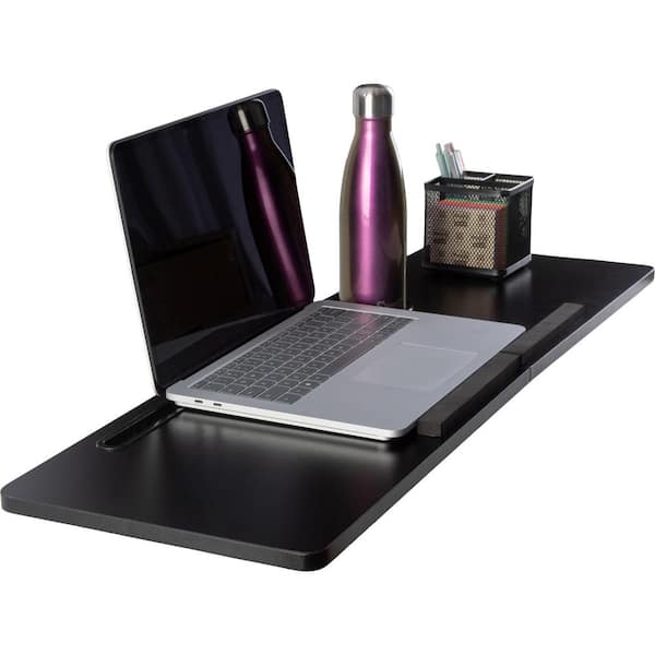 Husband Pillow - Lap Desk Black Large Wood Top - Fits Up to 17 Laptop - with Dual Cushion, Wrist Rest & Built-in Mouse Pad, Portable Laptop Stand