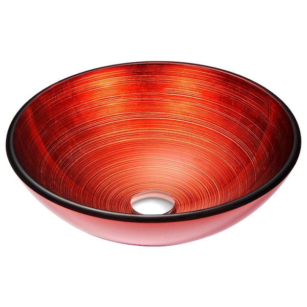 ANZZI Echo Series 17 in. Bathroom Vessel Sink with Scratch-Tough and Stain-Resistant Non-Porous Surface in Lustrous Red Glass