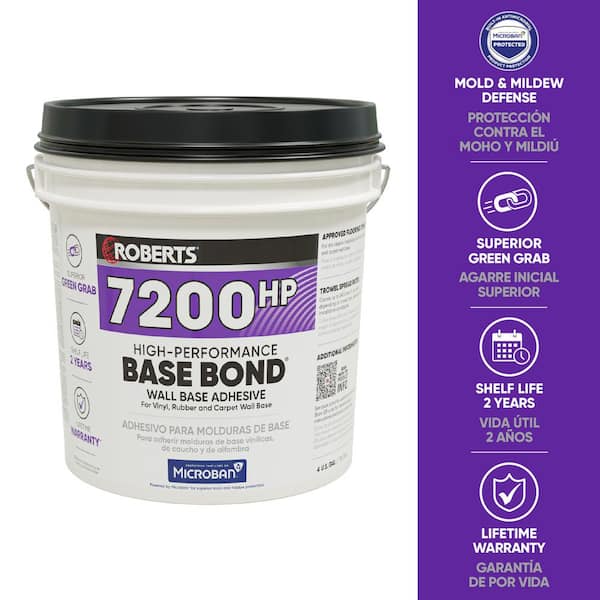 High-Performance BASE BOND 4 Gal. (16 qt.) 24-48 Hour Dry Time Vinyl Rubber,Carpet Wall Base Floor Adhesive in Light Tan