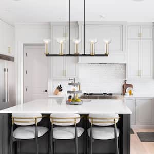 Galactic 7-Light Matte Black Modern Linear Pendant Light for Kitchen Islands with No Bulbs Included