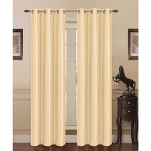 Madonna Beige Solid Polyester Thermal 76 in. W x 84 in. L Grommet Blackout Curtain Panel (2-Set)