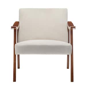 Gopal 27.2 in. Wide Cream White Velvet Accent Chair (Set of 1)