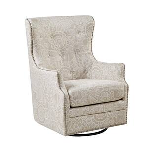 Rey Cream 28.25 in. W x 32.5 in. D x 38 in. H Swivel Glider Chair