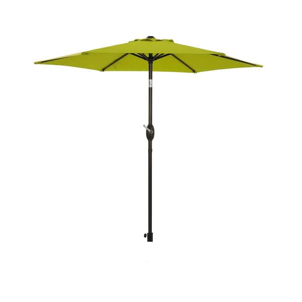 Inner Decor Seymo 7.5 ft. Steel Market Tilt Patio Umbrella in Lemon Green Without Base