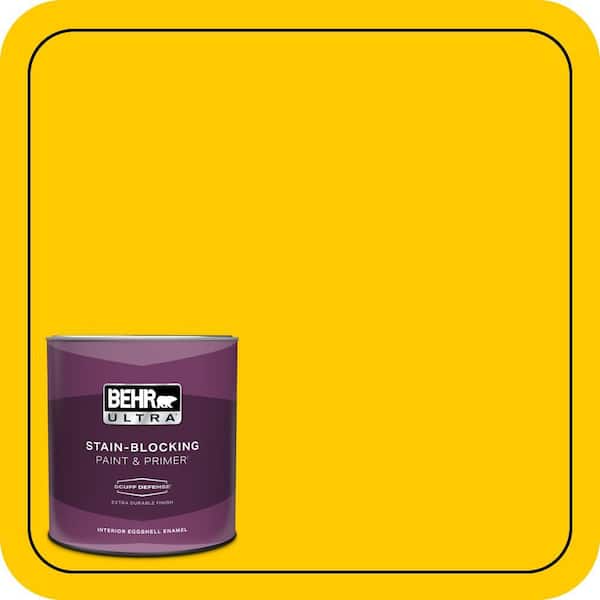 BEHR ULTRA 1 qt. #370B-7 Yellow Flash Extra Durable Eggshell Enamel Interior Paint & Primer