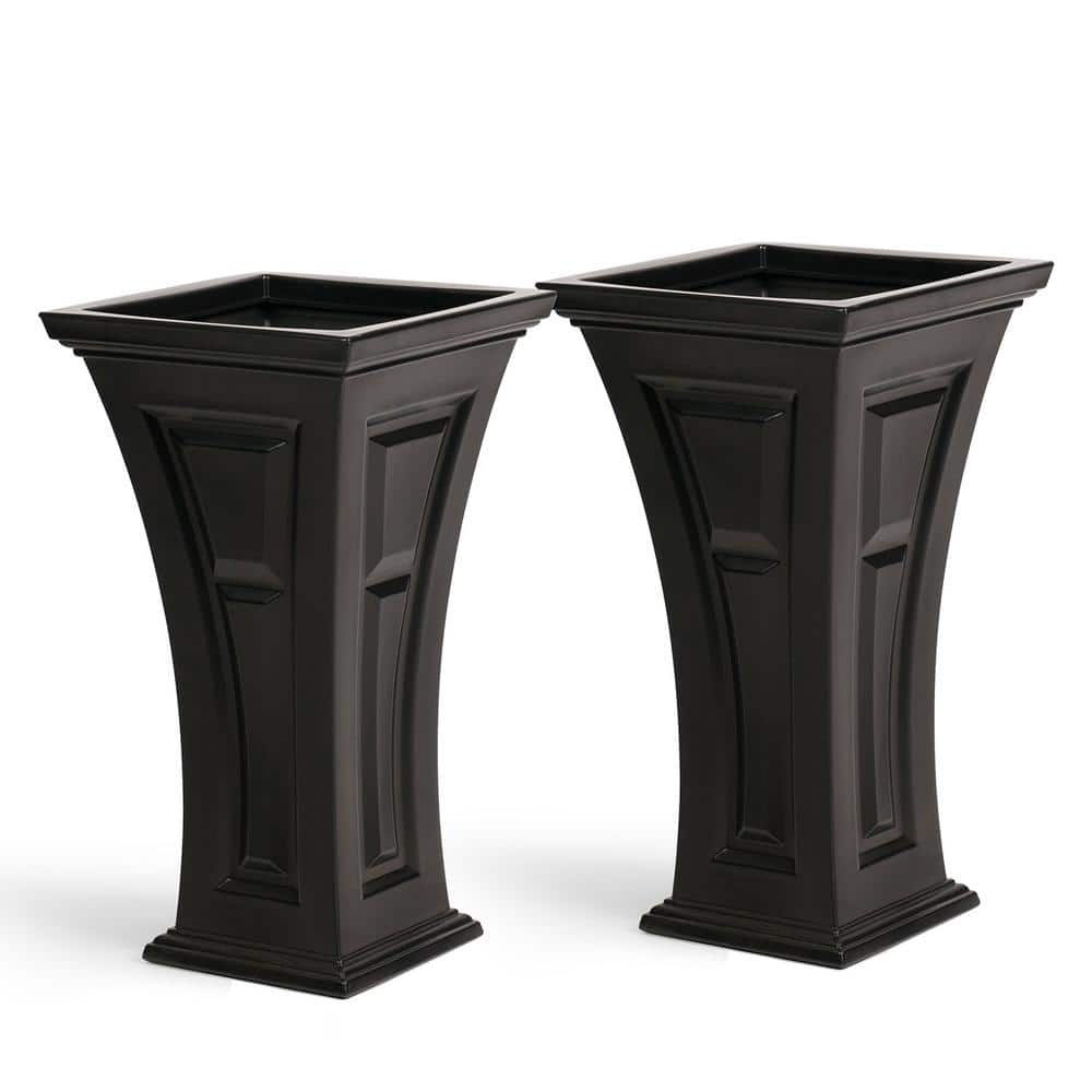 FCMP Outdoor Tall 16 in. x 28 in. Black Plastic Heritage Planter (2-Pack)  HP3000-BLK-2 - The Home Depot
