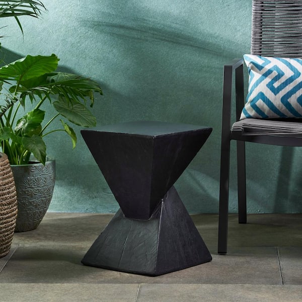 Noble House Tess Black Stone Outdoor Accent Table