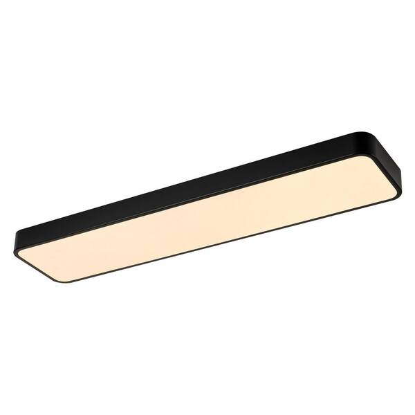 RRTYO Kwiete 35.4 in. 1-Light Modern Matte Black Rectangular Integrated LED Flush Mount Light