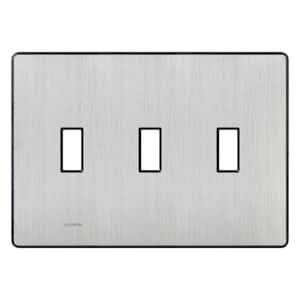 Fassada 3 Gang Toggle Switch Cover Plate for Dimmers and Switches, Stainless Steel (FW-3-SS)