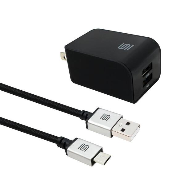 S2DIO AC Power Pack 2-USB-A Ports Wall Charger PlusUSB-A to Micro USB Cable