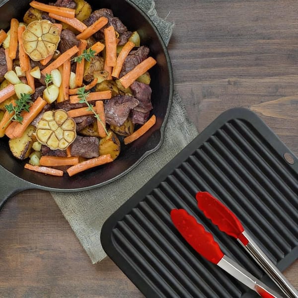 Wudkey Black Heat-Resistant Silicone Trivet Mats for Kitchen