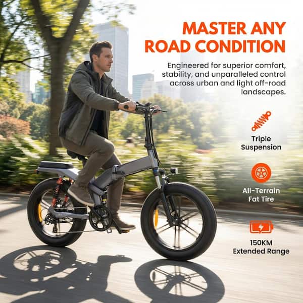 Zeus & Ruta 20 in. 500-Watt Motor 48-Volt 10 Ah Fat Tire Foldable Electric Bike for Adults