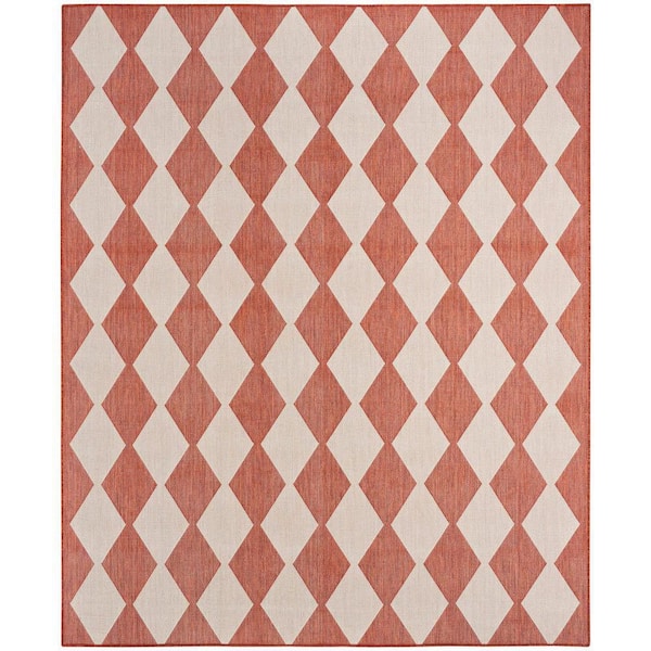 Positano Terracotta 9 ft. x 12 ft. Diamond Contemporary Area Rug