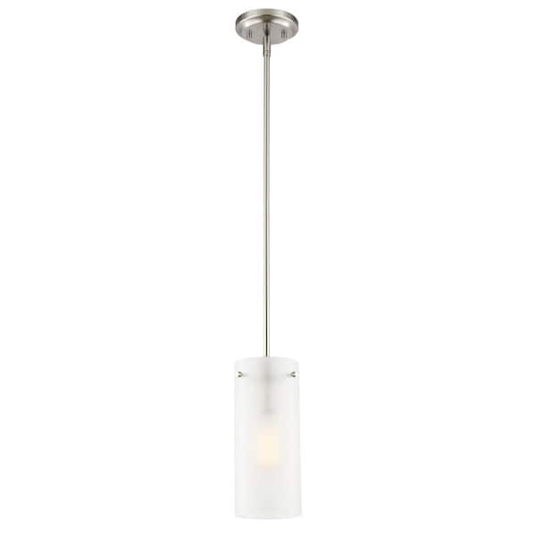 Light Society Montreal 1-Light Satin Nickel Pendant with Frosted Glass Shade