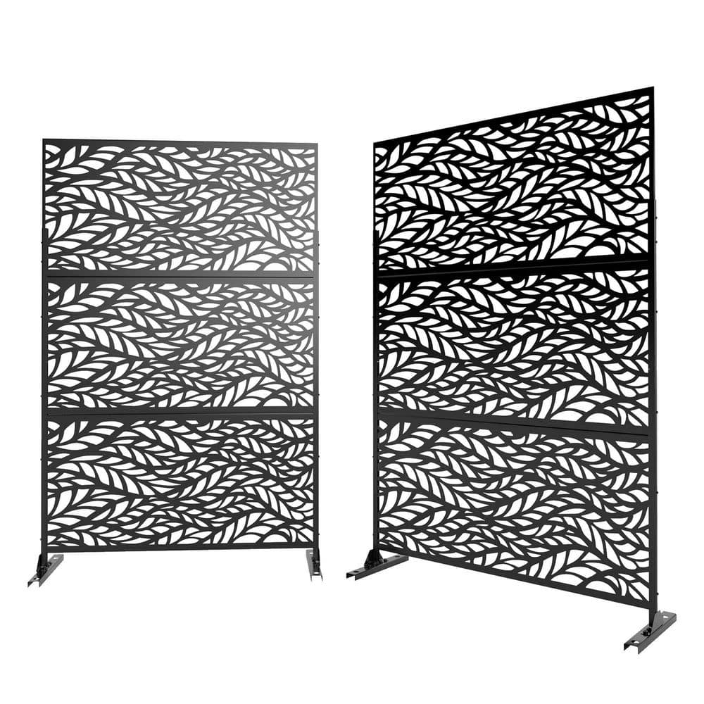 Flowleaf Pattern-Black 76 in. H x 47.2 in. L x 76 in. W Laser Cut Metal ...