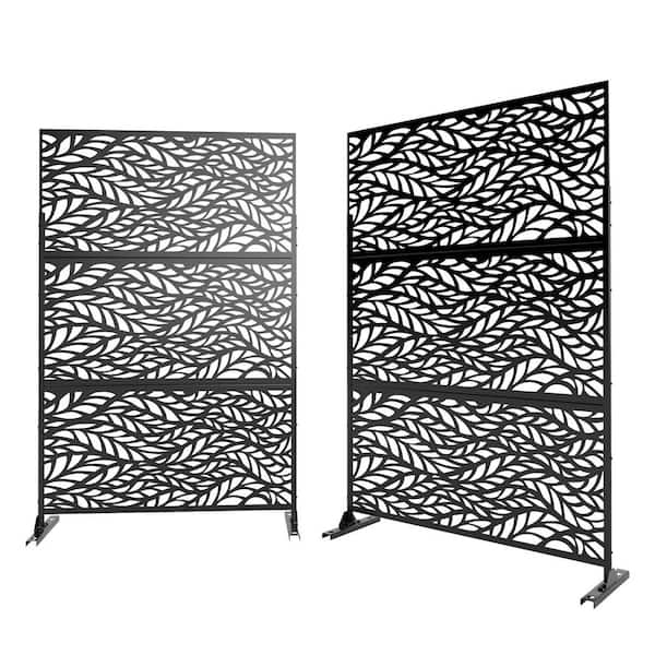 Flowleaf Pattern-Black 76 in. H x 47.2 in. L x 76 in. W Laser Cut Metal ...