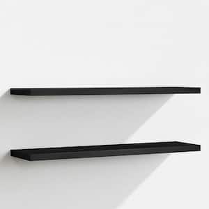 36 in. W x 9.25 in. D Black Floating Shelves Set of 2, Wood Decorative Wall Shelf for Bathroom, Bedroom