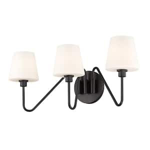 Kennedy 23.5 in. 3-Light Natural Black and Opal Vanity Light