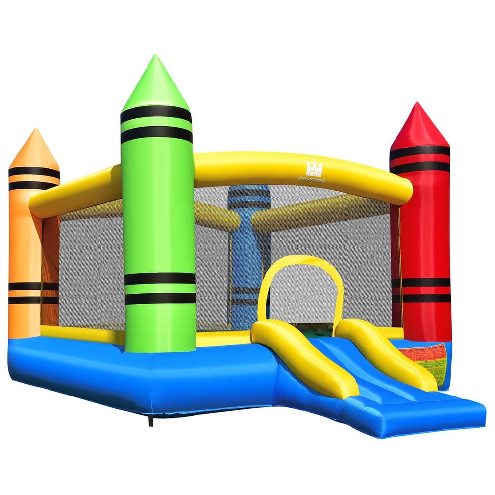 Costway Inflatable Bounce House Kids Jumping Castle w/Slide and Ocean Balls Blower Excluded