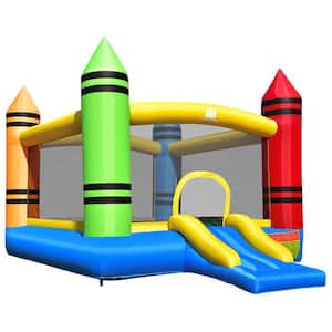 Inflatable Bounce House Kids Jumping Castle w/Slide and Ocean Balls Blower Excluded