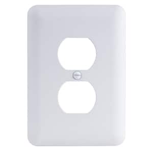 1-Gang Duplex Midway/Maxi Sized Metal Wall Plate, White (Textured/Paintable Finish)