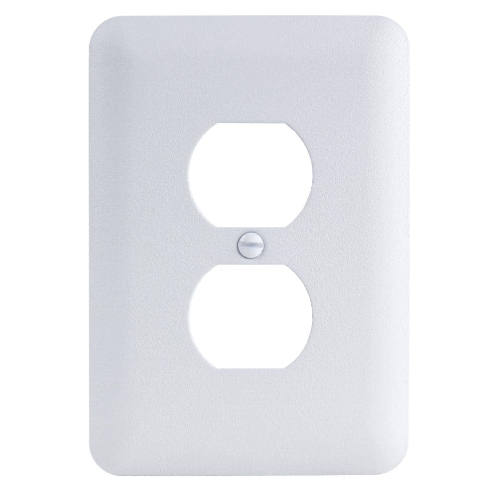 Commercial Electric White 1Gang Duplex Outlet Metal Wall Plate (Paintable) PMTWD The Home Depot