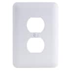 White 1-Gang Duplex Outlet Metal Wall Plate (Paintable)