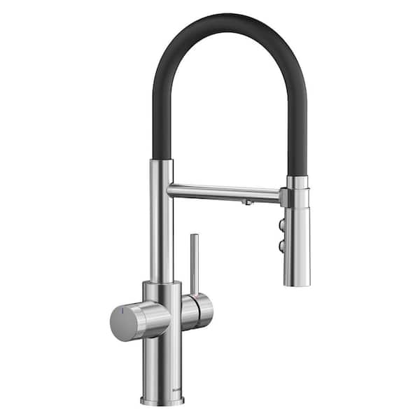 CATRIS PVD Steel 18.69 in. H Pull Down Sprayer Kitchen Faucet with 360° Spout Swivel