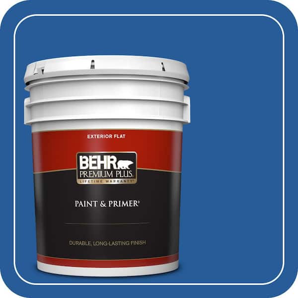 BEHR PREMIUM PLUS 5 gal. #P510-7 Beacon Blue Flat Exterior Paint & Primer
