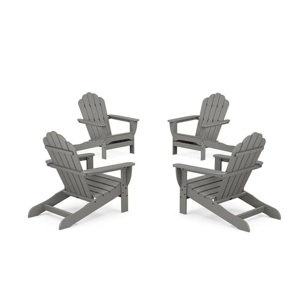 Trex Outdoor Furniture Stepping Stone 4-Piece Plastic Patio Conversation Set in Oversized Adirondack Chair Monterey Bay