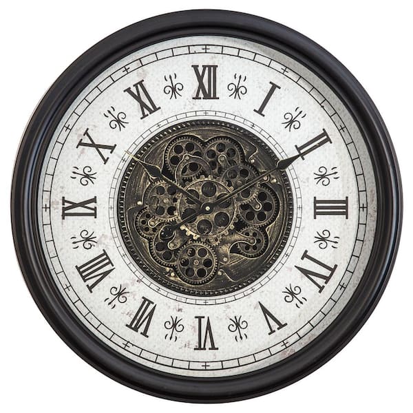 Yosemite Home Decor Classic Chic Clock with Gears Black and White Wall Clock