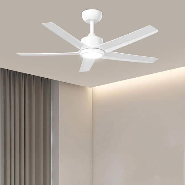 W5 44 in. LED Light White Ceiling Fan with Remote, Reversible Quiet DC Motor for Bedroom Dining Living Room