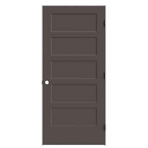 36 in. x 80 in. 5-Panel Bayshore Left-Hand Hollow Willow Wood Molded Composite Single Prehung Interior Door Flat Jamb