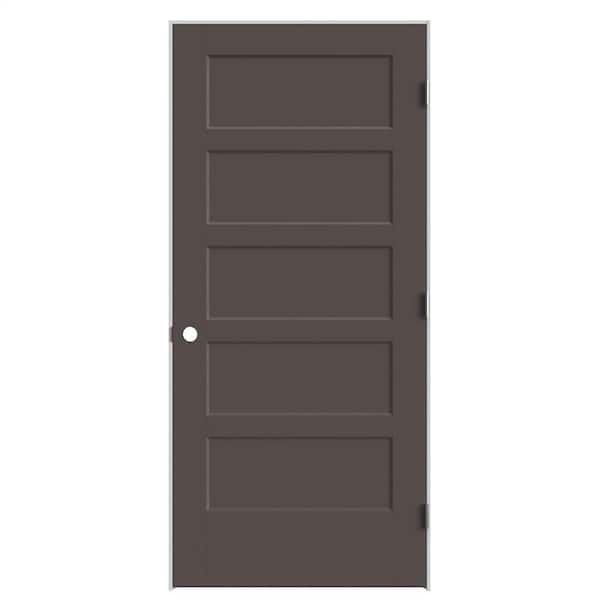 36 in. x 80 in. 5-Panel Bayshore Left-Hand Hollow Willow Wood Molded Composite Single Prehung Interior Door Flat Jamb
