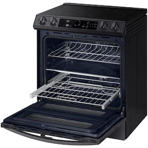 30 in. 6.3 cu.ft. 5 Burner Element Flex Duo Slide-In Electric Range with Smart Dial and AirFry in Black Stainless