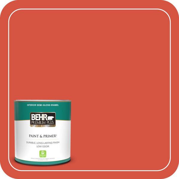 BEHR PREMIUM PLUS 1 qt. #T18-12 Spirit Warrior Semi-Gloss Enamel Low Odor Interior Paint & Primer