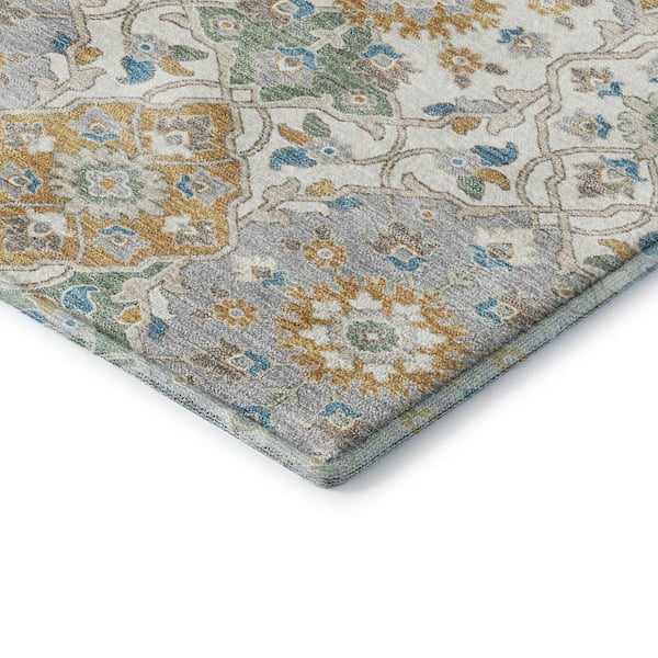 Mayfield Premium Machine Washable Abstract AMF2199 Ivory 5 ft. x 7 ft. 6 in. Area Rug